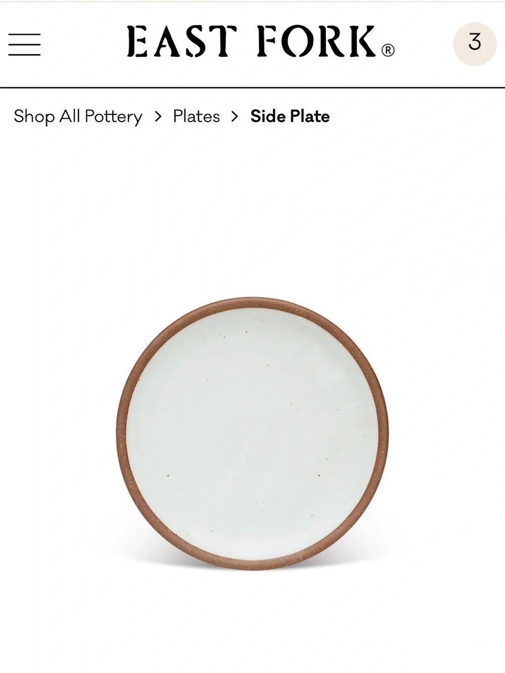 East Fork Pottery seconds side plates in eggshell. Set of 6